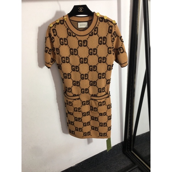 Dầm len dệt kim ngắn tay dáng cổ điển thời trang Gucci GC cao cấp