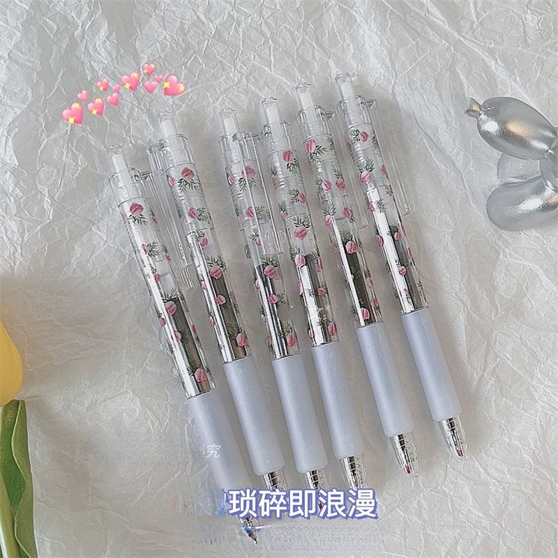 Bút Mực Gel Ngòi 0.5mm In Họa Tiết Hoa Cổ Điển Dành Cho Học Sinh / Văn Phòng HBYUK