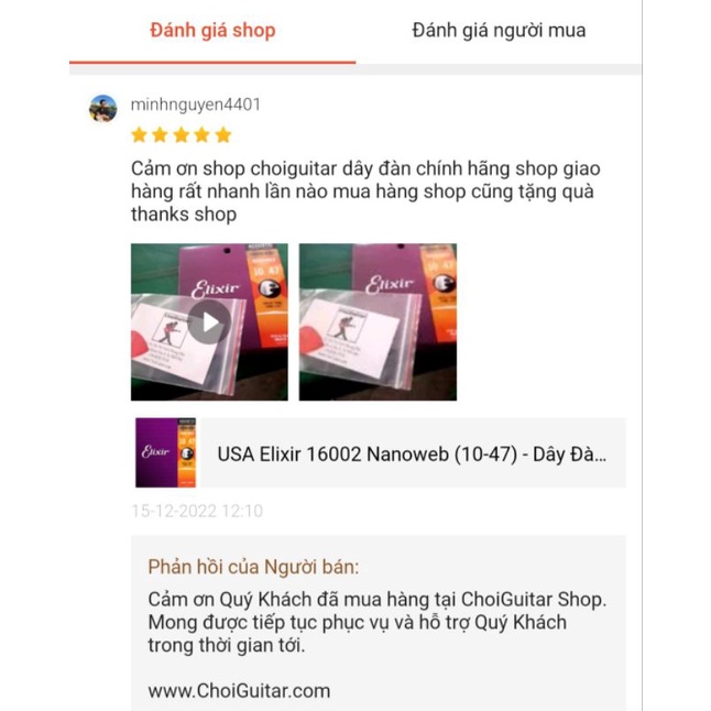 USA Elixir 16002 Nanoweb  - Dây Đàn Guitar Thùng