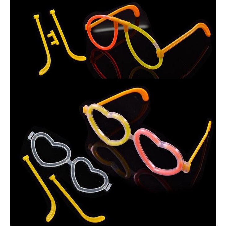 Combo Que Phát Sáng Dạ Quang Đủ Màu Sắc Rực Rỡ, vòng tay cổ vũ Kính phát sáng hình trái tim và hình tròn đi lễ hội