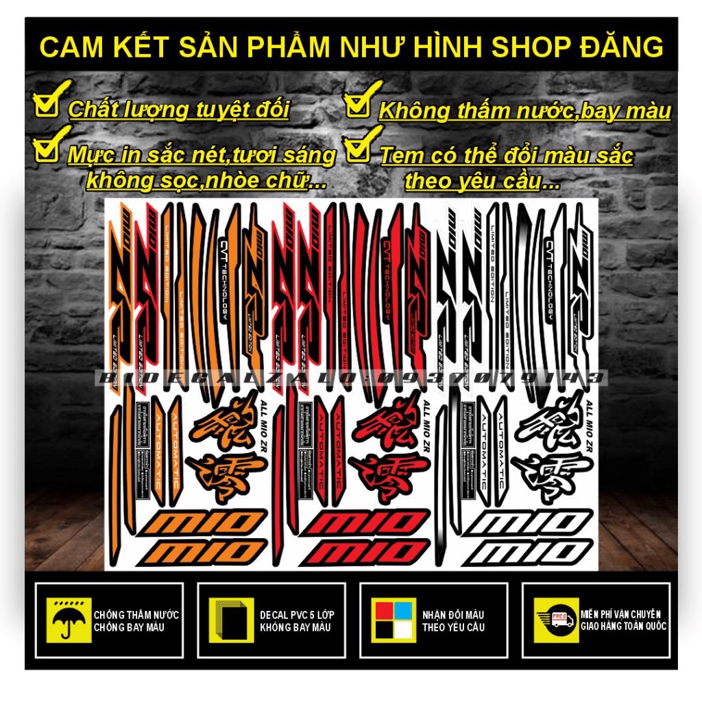 TEM RỜI MIO ZR PHỐI DÁN XE ĐEN - THU DECAL