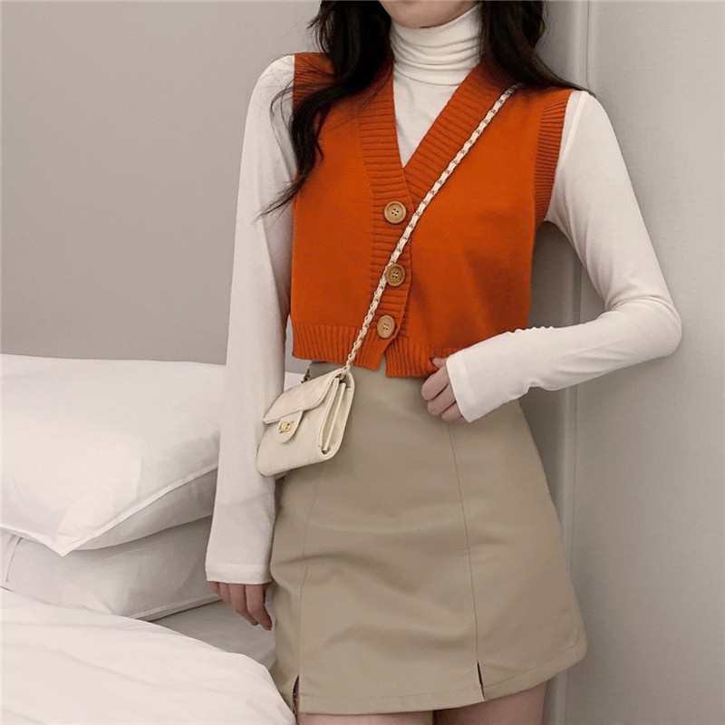 Áo len gile nữ cổ tim cài cúc phong cách Hàn Quốc trẻ trung dễ thương, chất len mềm mịn siêu đẹp - AGL101
