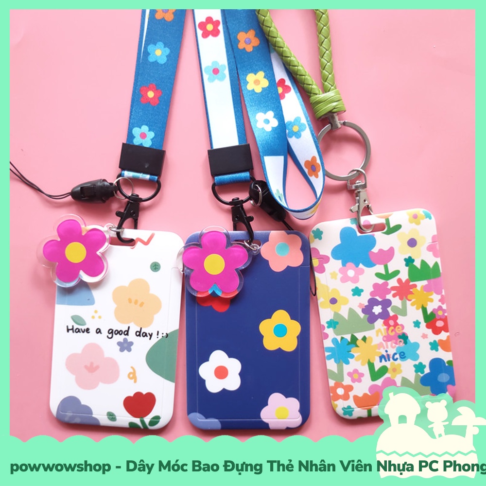 [Sẵn VN - Hỏa Tốc] Dây Móc Bao Đựng Thẻ Nhân Viên Nhựa PC Mẫu Hoạ Tiết Hình Hoa Cổ Điển Hiện Đại