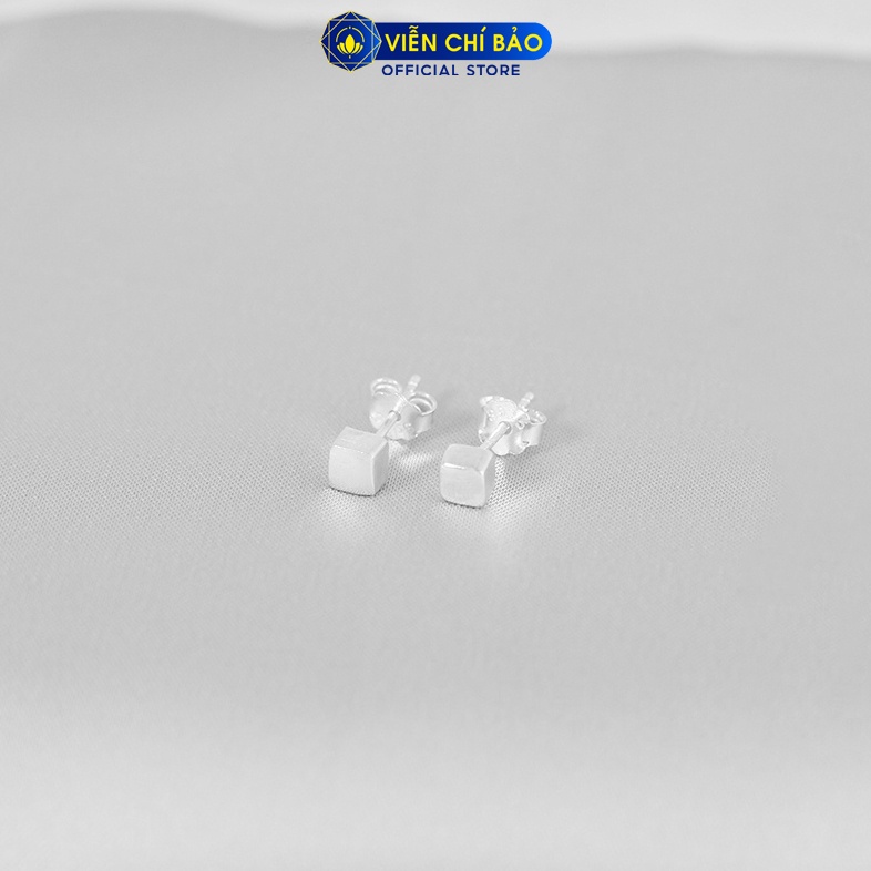 Bông tai bạc nữ khối vuông trơn chất liệu bạc 925 thời trang phụ kiện trang sức Viễn Chí Bảo B400764