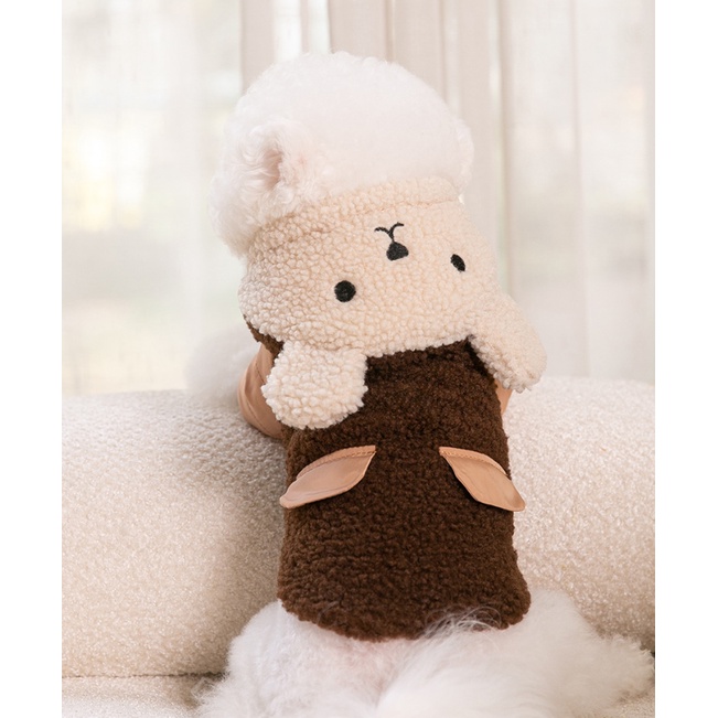 ÁO KHOÁC LÔNG CỪU CÓ MŨ SIÊU ẤM ÁP MÙA ĐÔNG CHO THÚ CƯNG