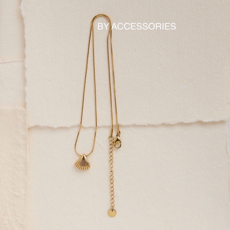 Dây chuyền titan kiểu mì phối mặt vỏ sò vintage không gỉ WN2282