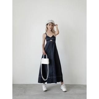 Beachclub- đầm maxi denim xoè