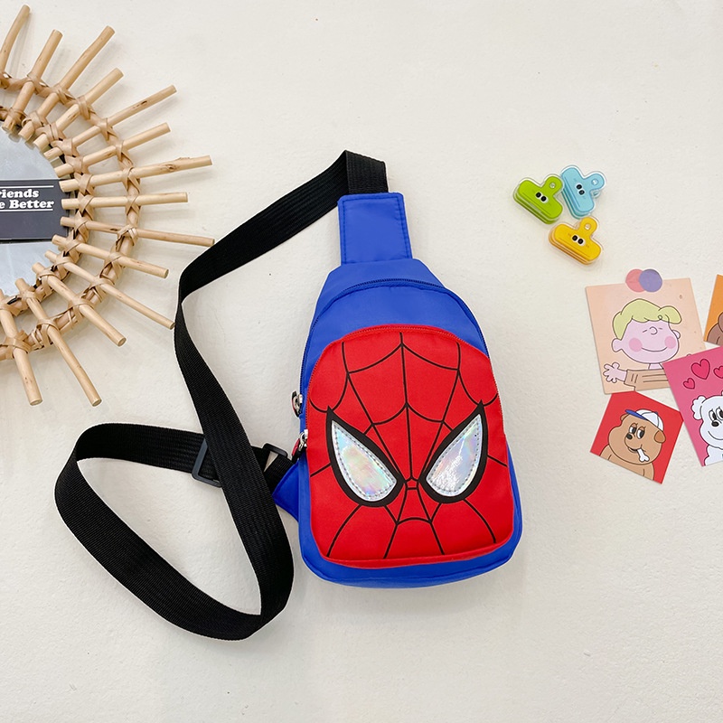 Túi đeo chéo, túi đeo ngực trẻ em hình superman nhện chất vải dù mịn cao cấp, hàng hải hai lớp vải, hai ngăn riêng biệt