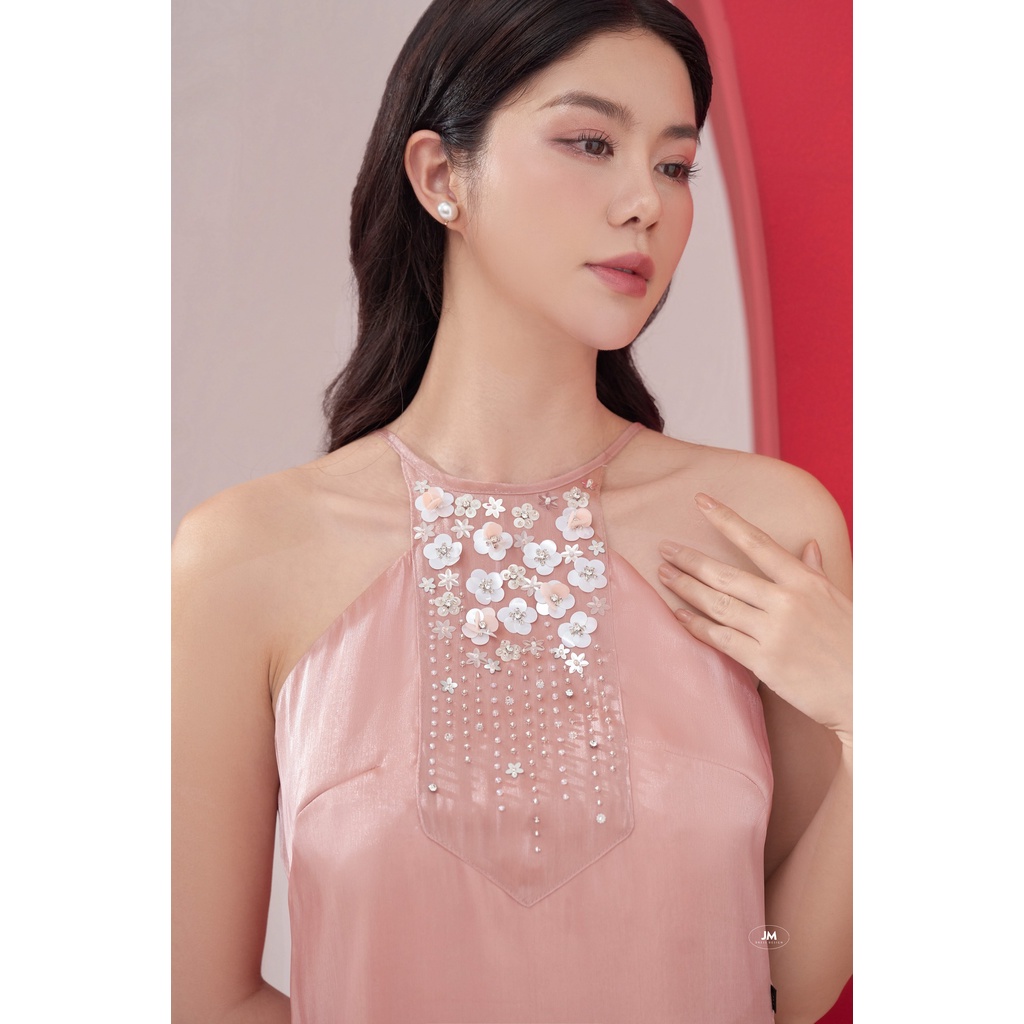 JM Dress Desgin - Áo dài cổ yếm dáng suông đính hạt 2M16.2211OG