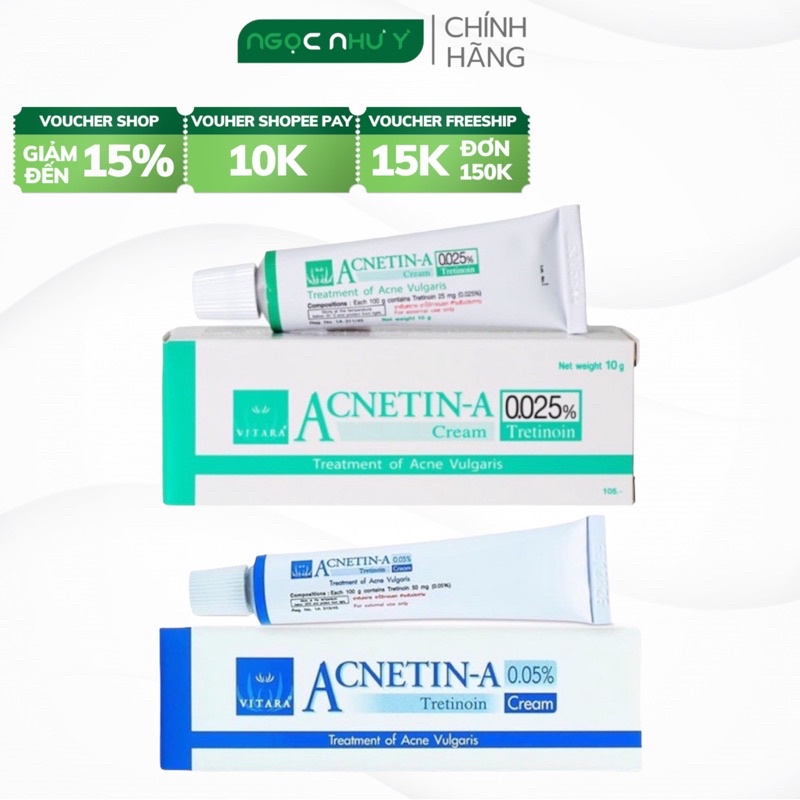 Acnetin Tretionin 0.05% và 0.025% Giảm Mụn Thái Lan 10gram [HÀNG CHÍNH HÃNG]