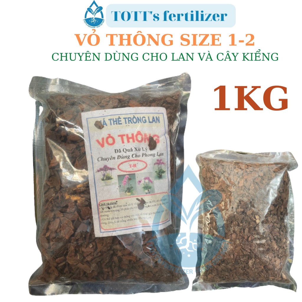 Vỏ thông đã qua xử lý size 1-2 gói 1kg - Giá thể vỏ thông trồng Phong Lan