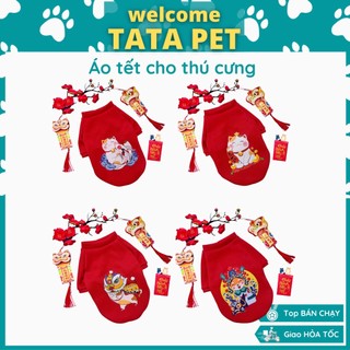 Áo tết ngắn tay cho chó mèo chất nỉ, áo ấm cho thú cưng mùa đông, quần áo thú cưng TATAPET