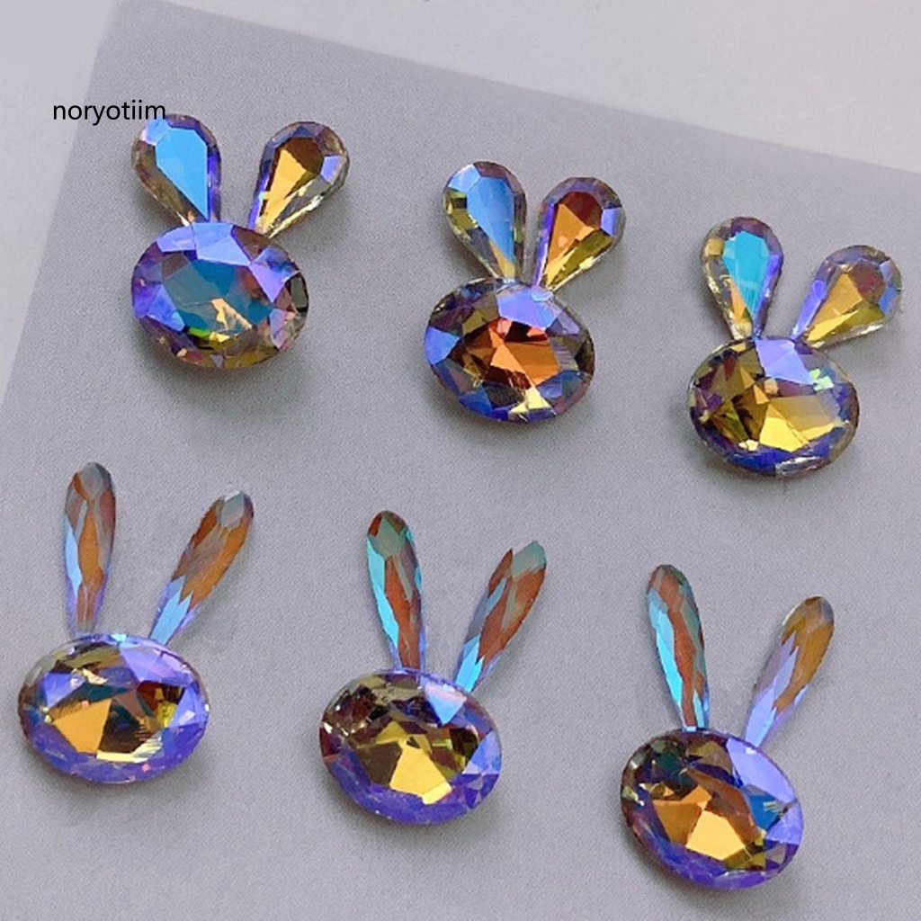 Set 6 Phụ Kiện Trang Trí Móng Nghệ Thuật Hình Thỏ Hoạt Hình 3D DIY