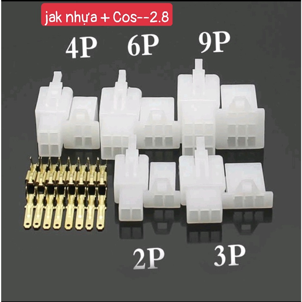 Bộ nhựa giắc cos xe máy đủ loại 2P 3P 4P cos 2.8mm dày đi kèm chuyên dụng