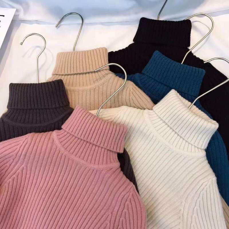 Áo len tăm cao cổ cho bé gái