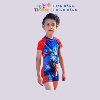 Đồ bơi cho bé trai Tinifox từ 1-6 tuổi, áo bơi liền quần hình Avengers, Siêu Nhân, Người Dơi có kèm mũ bơi