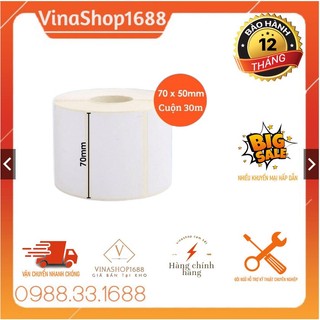 Decal nhiệt in tem nhãn 70x50 mm, cuộn 30m, in đơn hàng