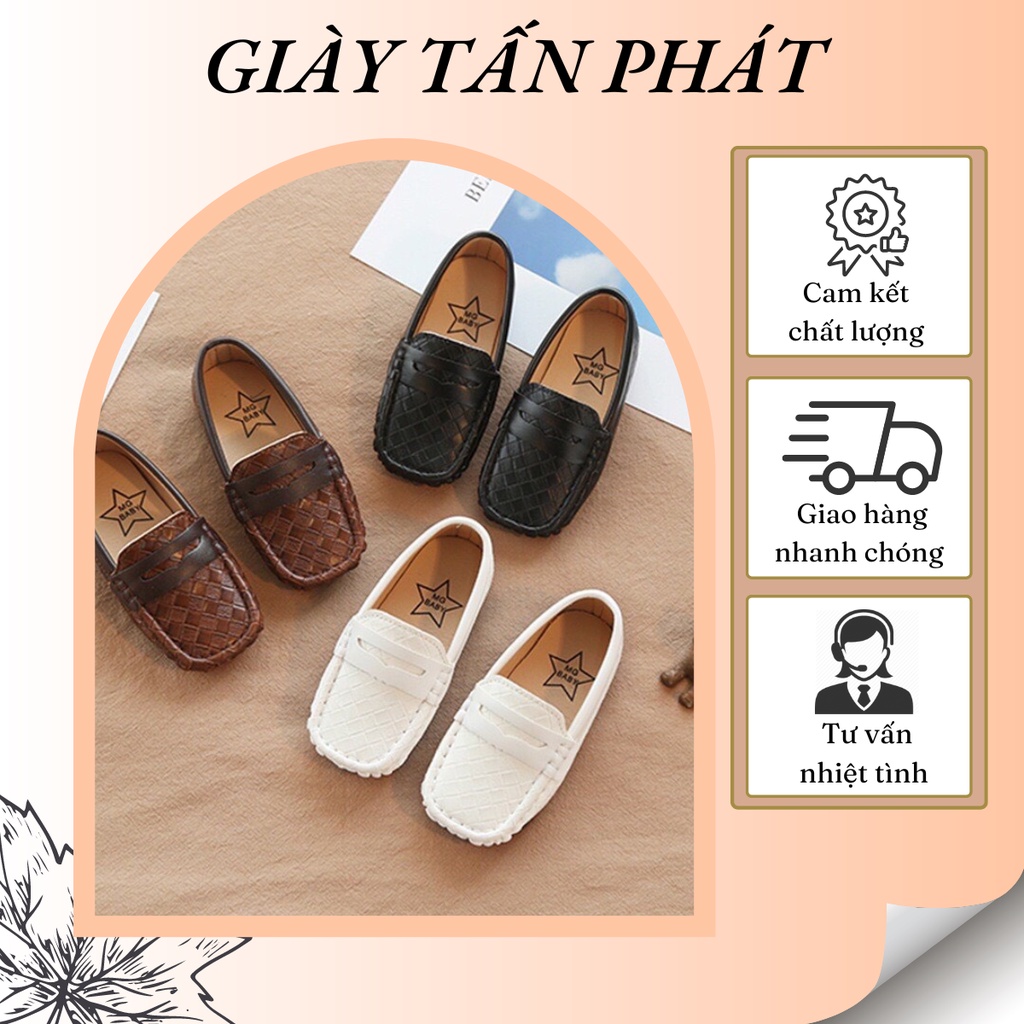 Giày Lười Giày Mọi Bé Trai Trơn Basic - Giày Trẻ Em Cao Cấp Da Mềm Đế Êm Giúp Bé Đi Học Đi Chơi Thoải Mái