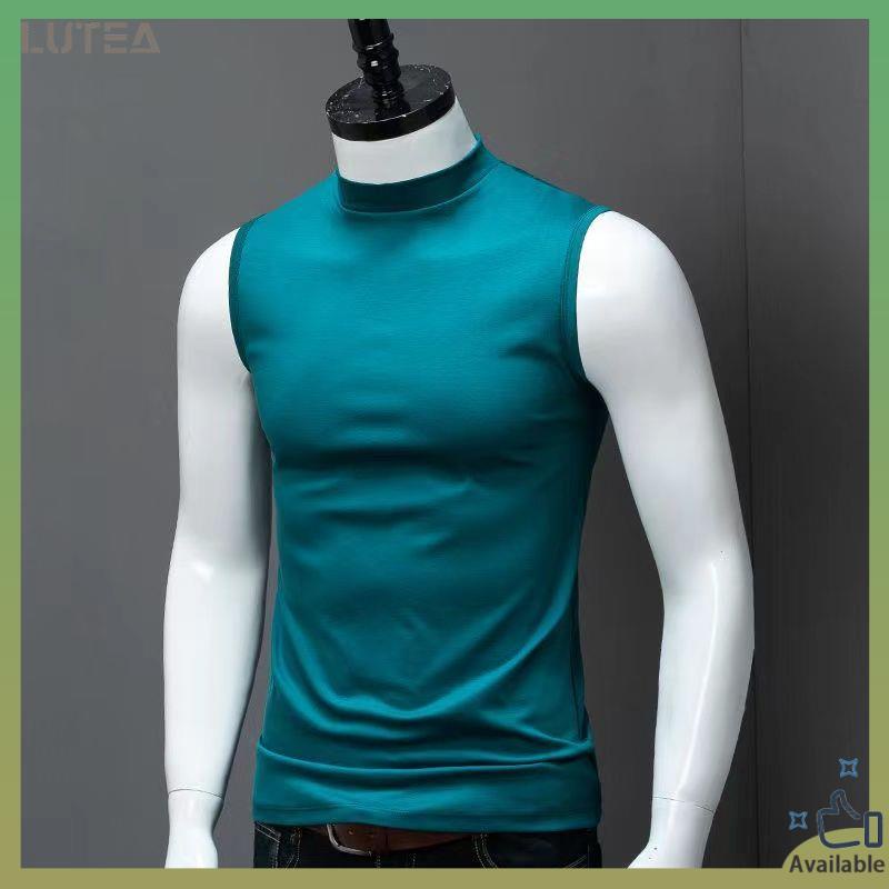 Áo Thun Cotton Sát Nách Cổ Cao Dáng Rộng Màu Sắc Đơn Giản Thời Trang Thu Đông Cho Nam Và Nữ 300g