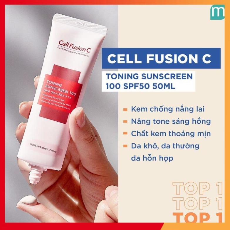 Kem Chống Nắng Cell Fusion C nâng tone trắng hồng kiềm dầu ko bóng nhờn 50ml -Linh68beauty