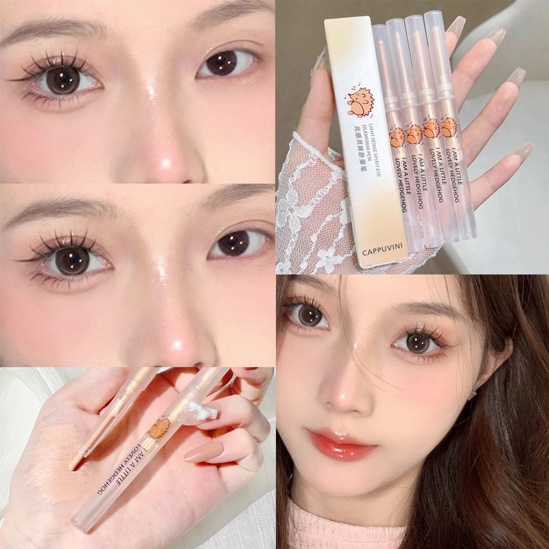 Bút Chì Kẻ Mắt Kiêm Phấn Mắt Bắt Sáng Tự Nhiên Hình Nhím cappuvini