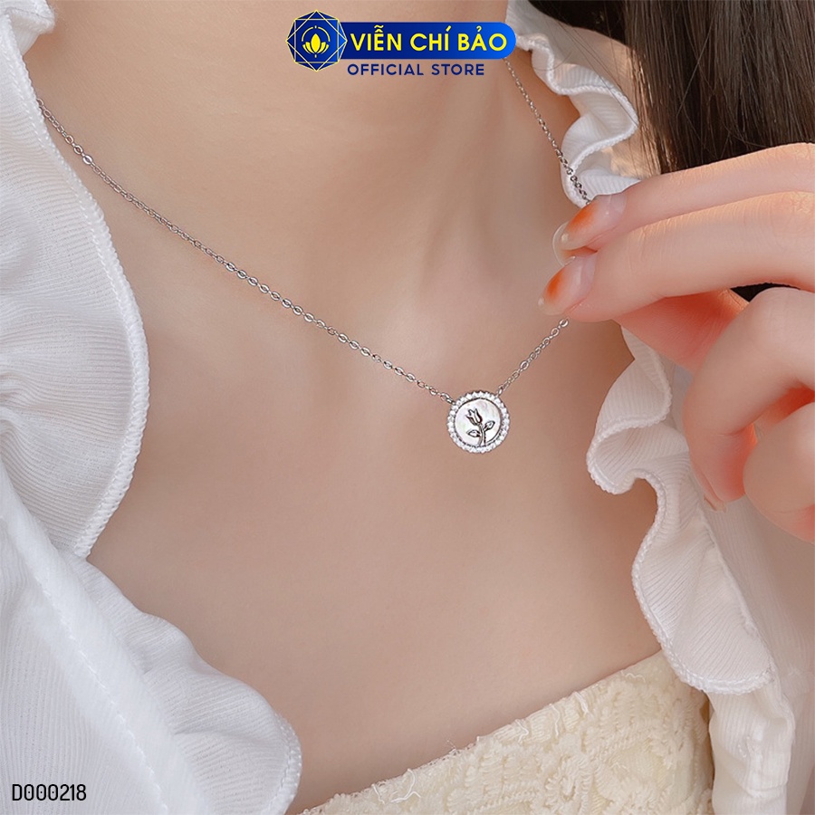 Dây chuyền bạc nữ hoa hồng tròn chất liệu bạc 925 thời trang phụ kiện trang sức Viễn Chí Bảo D000218