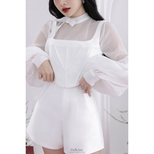 KALLY TOP & KALLY CORSET & JOISE SHORTS - Set trắng 3 món