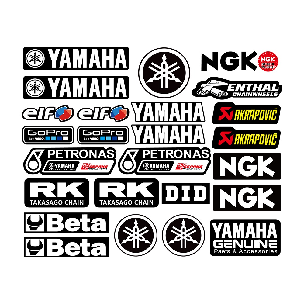 Yamaha Nhãn dán phản chiếu Biểu tượng Huy hiệu Xe máy Scooter Bike Stickers Thân mũ bảo hiểm trang trí decal không thấm nước Áp dụng cho Grande Janus XSR 155 MT15 Freego Smartkey Latte NVX 155 R15 Sirius MIO R15 V3 R1 Exciter 155 Jupiter