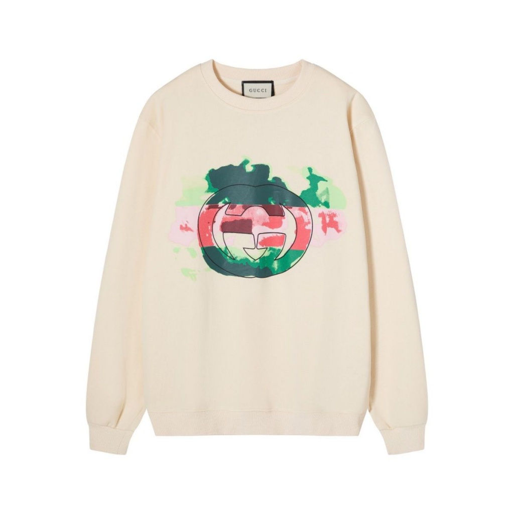 Gucci 2022 autumn and winter New g ink painting round neck sweater Apple sweet long sleeve niche fashion all-match