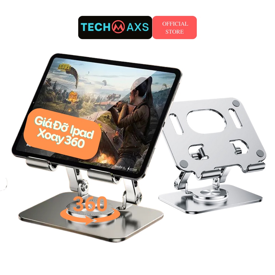 Giá Đỡ Ipad Máy Tính Bảng Điện Thoại ,Giá Để Tablet Ipad P2026 Xoay 360 Độ TechMaxs-Hợp Kim Nhôm Cao Cấp,Gấp Gọn