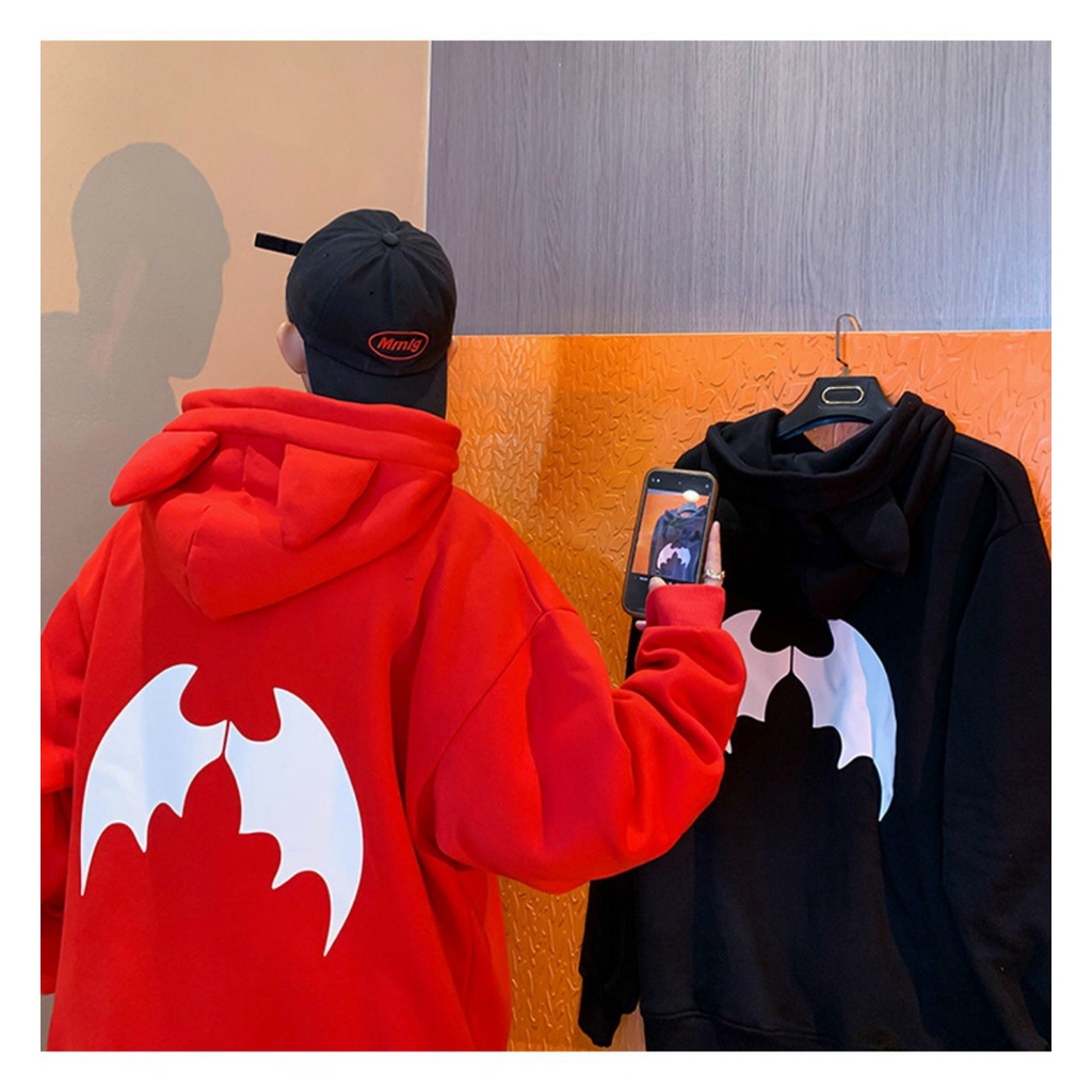 Áo khoác Hoodie Nam Nữ Nón 2 Lớp có tai lưng in cánh dơi siêu hot LDhoodie186