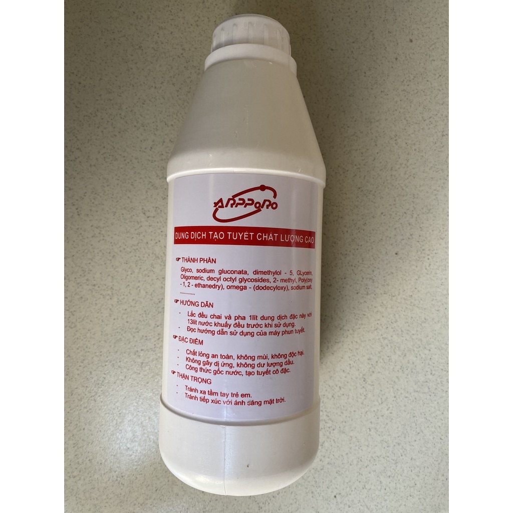 Dung Dịch Tạo Tuyết Noel dùng cho máy Phun Tuyết Nhân Tạo trang trí quán cà phê, nhà thờ, hang đá, sự kiện Noel