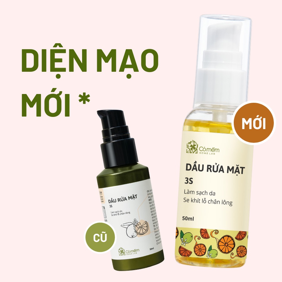 Dầu Tẩy Trang Rửa Mặt 3S Thiên Nhiên An Toàn Giúp Sạch Sâu Se Khít Lỗ Chân Lông Cỏ Mềm 50ml