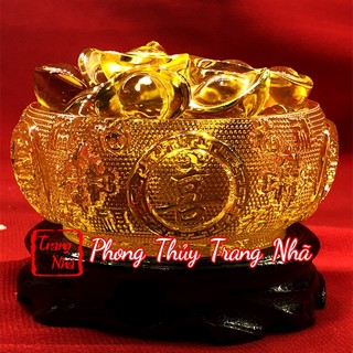 Bát Tụ Bảo - Tụ Bảo Bồn Chiêu Tài Lộc Size 10cm tặng kèm thỏi vàng kim nguyên bảo đầy bát