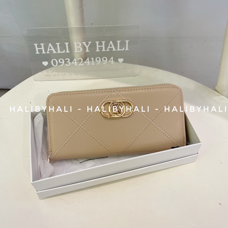 Ví LYN dáng dài có khoá kéo hoạ tiết sọc chéo