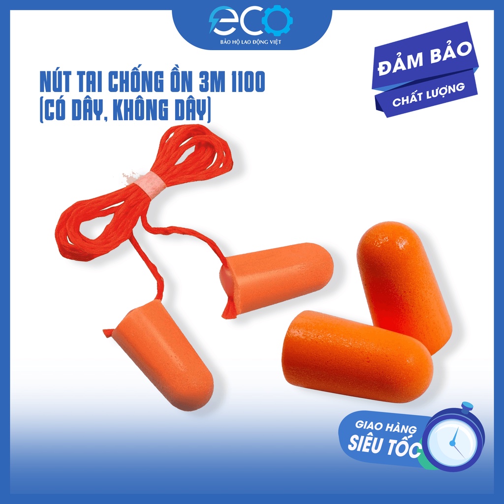 Nút tai chống ồn dạng bọt xốp 3M (có giây và không giây) giảm tiếng ồn 29dB, hàng chính hãng 3M