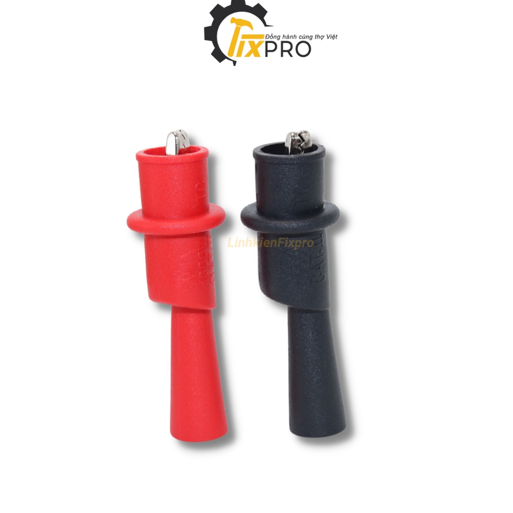Kẹp cá sấu 10mm 1000V đỏ đen bọc vỏ cách điện