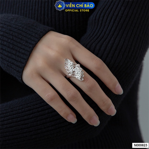 Nhẫn đuôi chim công chất liệu bạc Thái 925 thời trang phụ kiện trang sức nữ Viễn Chí Bảo N000823