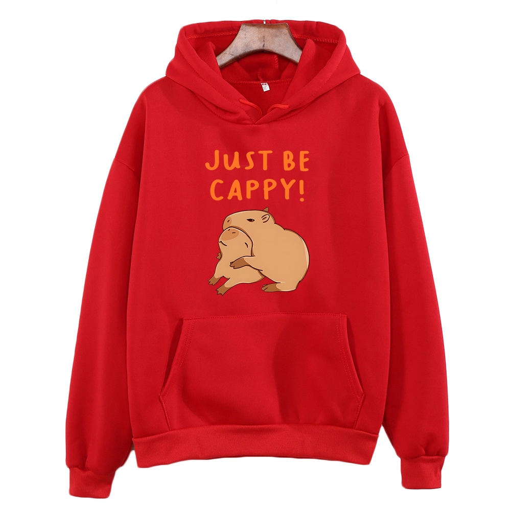 Áo Hoodie Nỉ In Chữ Capybara Just Be Cappy Phong Cách Hoạt Hình Dễ Thương Thời Trang Thu Đông Cho Nam Và Nữ