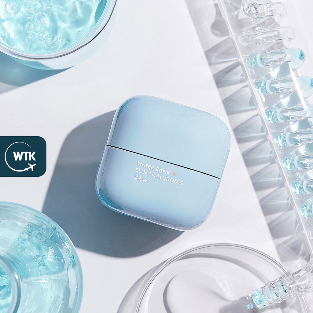Kem dưỡng ẩm LANEIGE Water Bank Blue Hyaluronic Cream 50ml / Messager + Cream Puff Kit - Moisture Bomb. Repair Cream (New Product)
