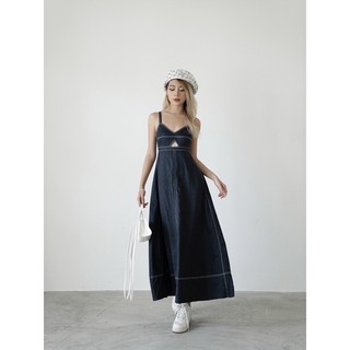 Beachclub- đầm maxi denim xoè