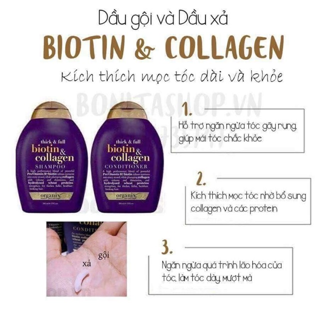 Dầu Gội Xả Biotin Collagen Chống Rụng Tóc 385ml (Biotin tím)