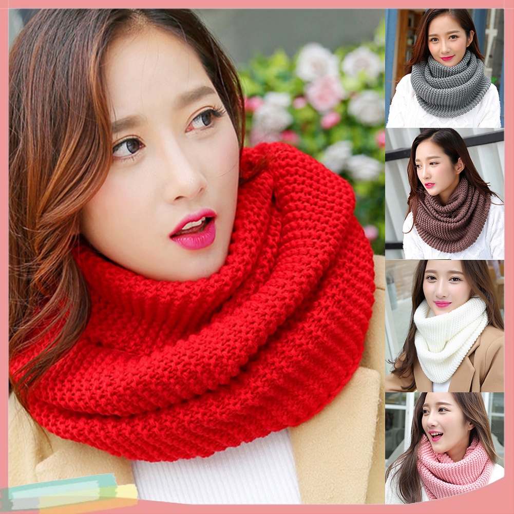 Khăn quàng cổ giữ ấm bằng len màu trơn cho nữ