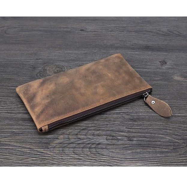 Ví Da Bò Thật Siêu Mỏng Dáng Dài Phong Cách Vintage tp314 Cho Nam