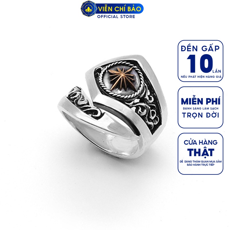 Nhẫn Thần mặt trời Amaterasu chất liệu bạc Thái 925 thời trang phụ kiện trang sức Viễn Chí Bảo N100118