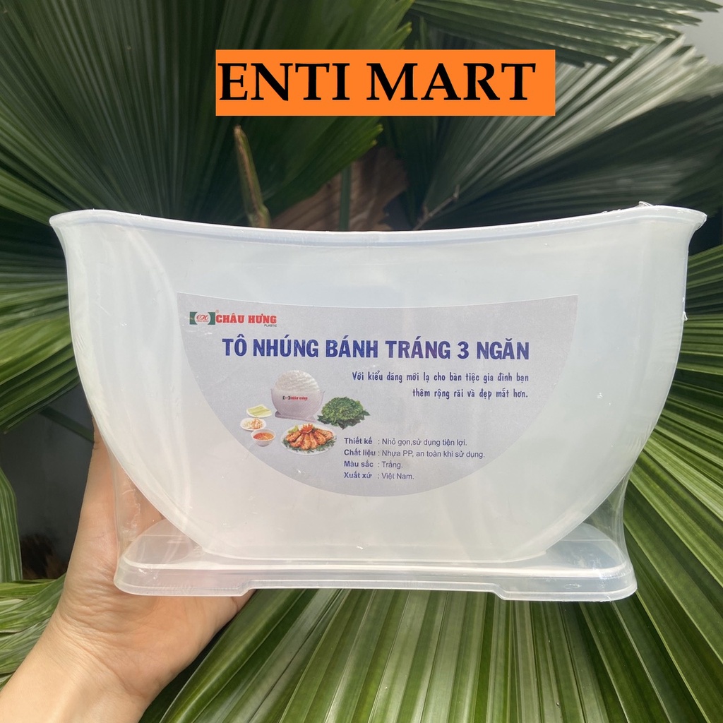 Tô nhúng bánh tráng 3 ngăn chất lượng cao, 3 case rise paper water bowl