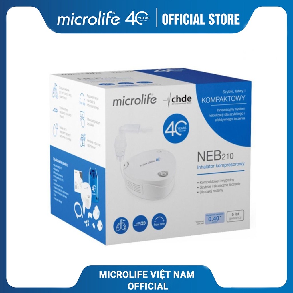 Máy xông mũi họng, phun khí dung MICROLIFE NEB210 chính hãng bảo hành 3 năm 1 đổi 1 chính hãng