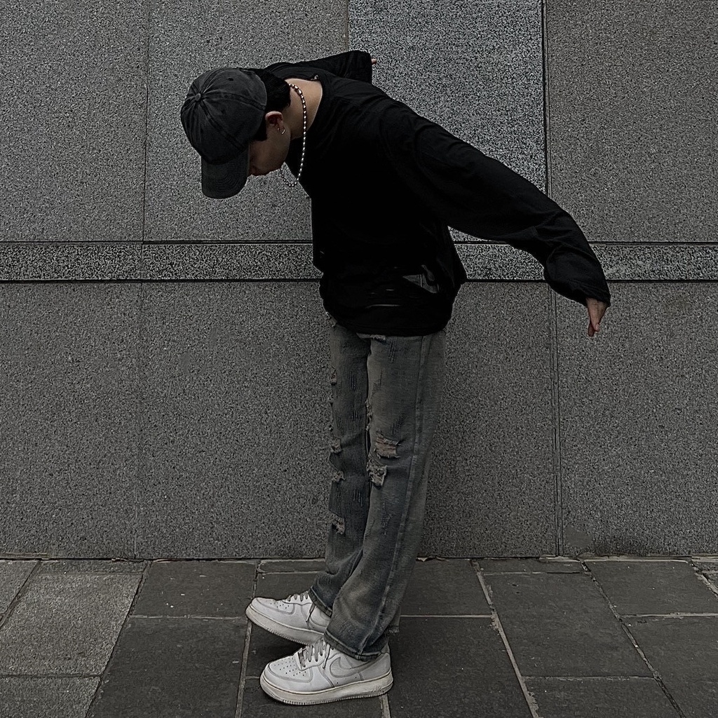 Áo thun rách - mix  trong cùng Hoodie - Bomber - Sweater