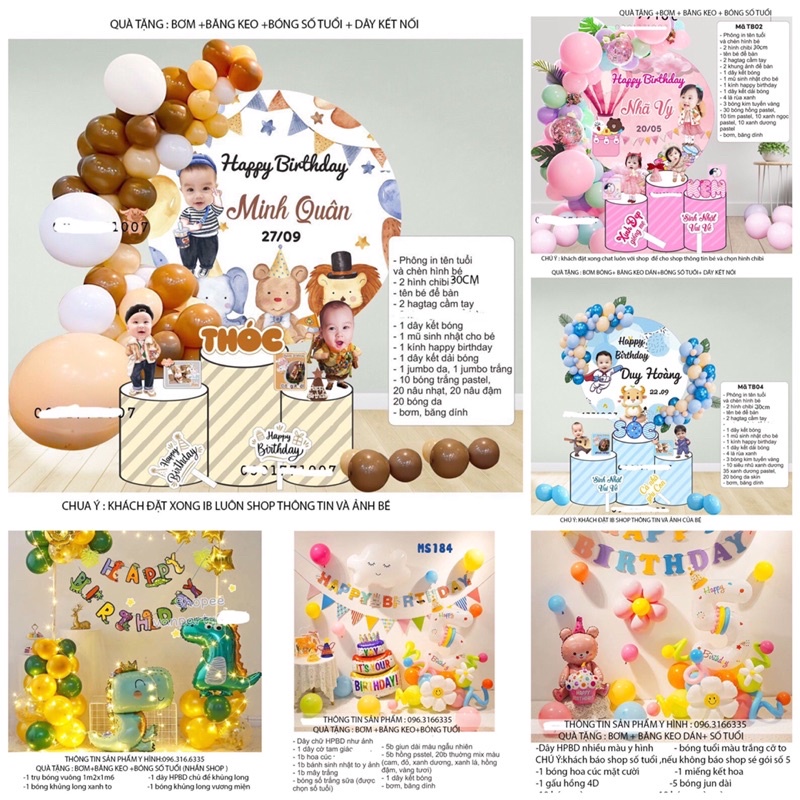 (FREESHIP)Combo sét trang trí sinh nhật,trang trí đầy tháng ,thôi nôi cho bé trai,bé gái mẫu hàn quốc,in phông tên