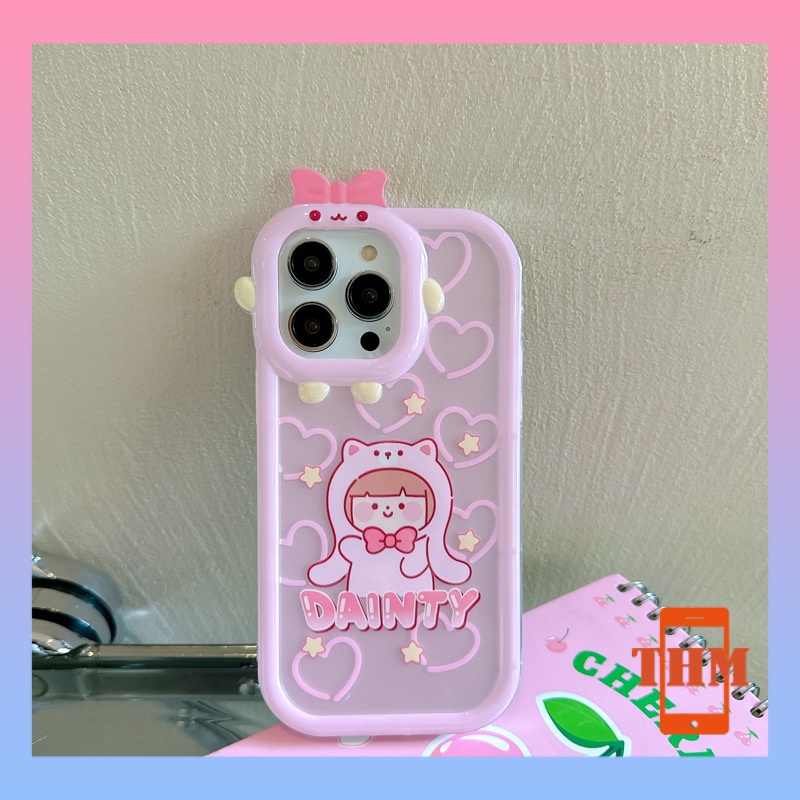 Ốp lưng iphone Con gấu nhỏ bé bé gái phim hoạt hình màu hồng vỏ điện thoại hình quái vật nhỏ Cho Iphone 6 / 6S / 6splus / se / 7 / 7plus / 8 / 8plus / X / xs / xsmax / 11 / 12 / 13 / 14 / Plus / pro / pro max-6002